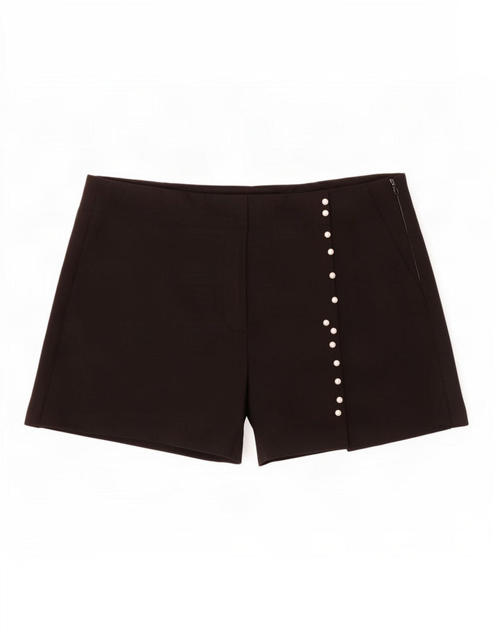 Zara Hombre Pantalones Cortos Casuales Grande W30 Poliéster Negro