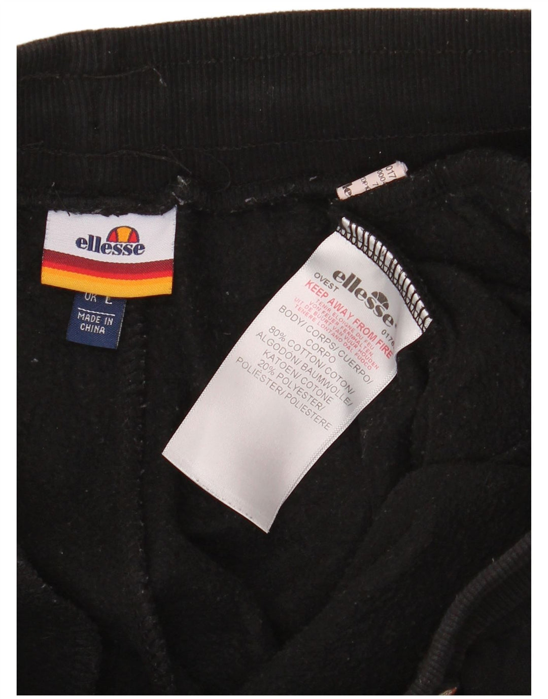 ELLESSE Pantalones de chándal para hombre Joggers Large Black Cotton