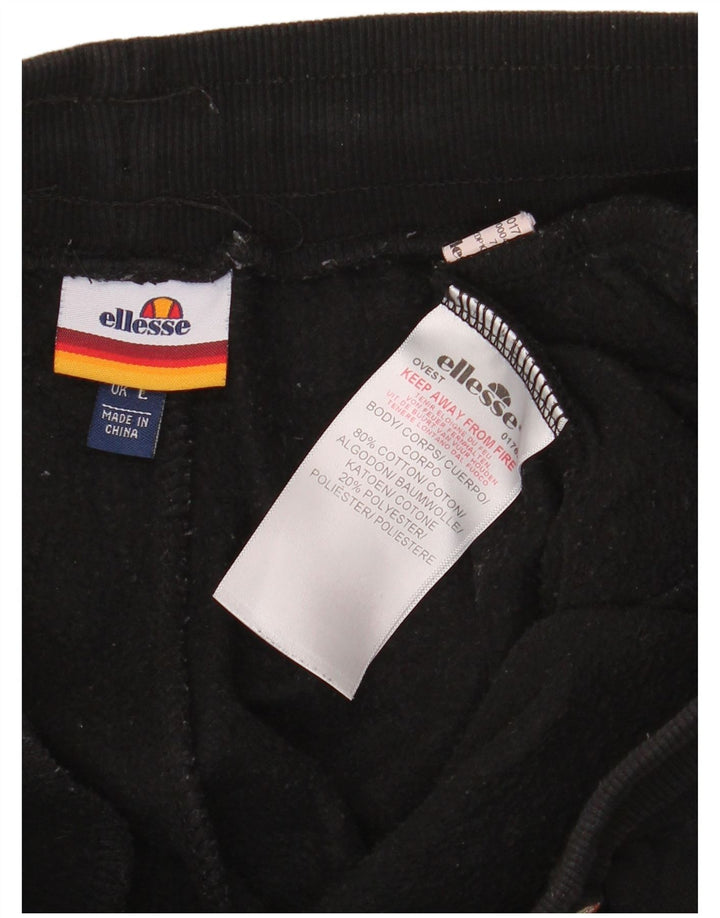 ELLESSE Pantalones de chándal para hombre Joggers Large Black Cotton