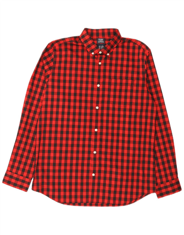 Camisa Gap para hombre de algodón a cuadros rojo grande