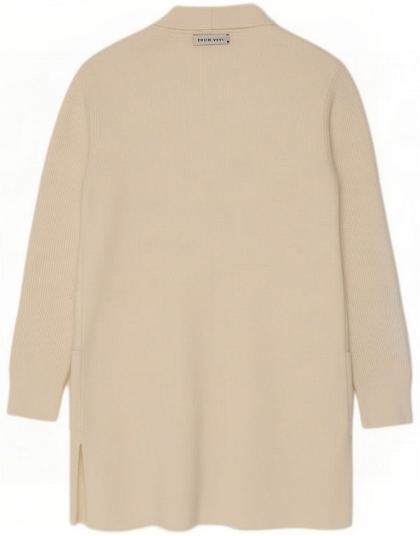 Marks & Spencer Suéter tipo cárdigan abierto largo para mujer UK 42 Medium Beige