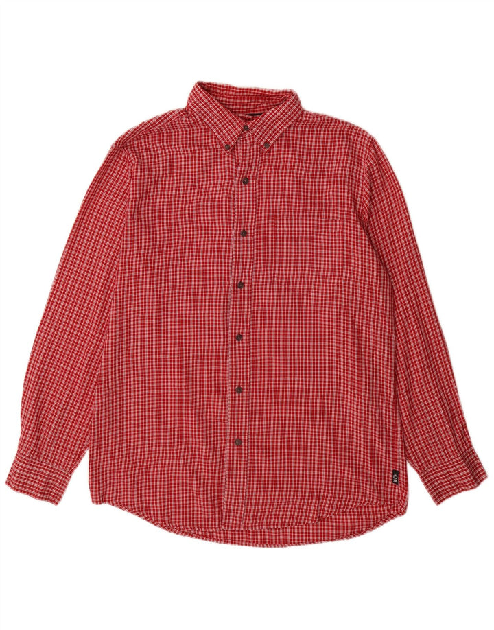 Camisa de franela Chaps para hombre de algodón a cuadros rojos medianos