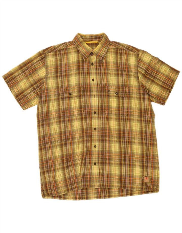 Camisa de manga corta para hombre Camel Active Cuadros amarillos grandes