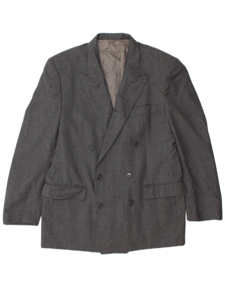 Vintage hombre chaqueta blazer de doble pecho IT 52 XL lana gris