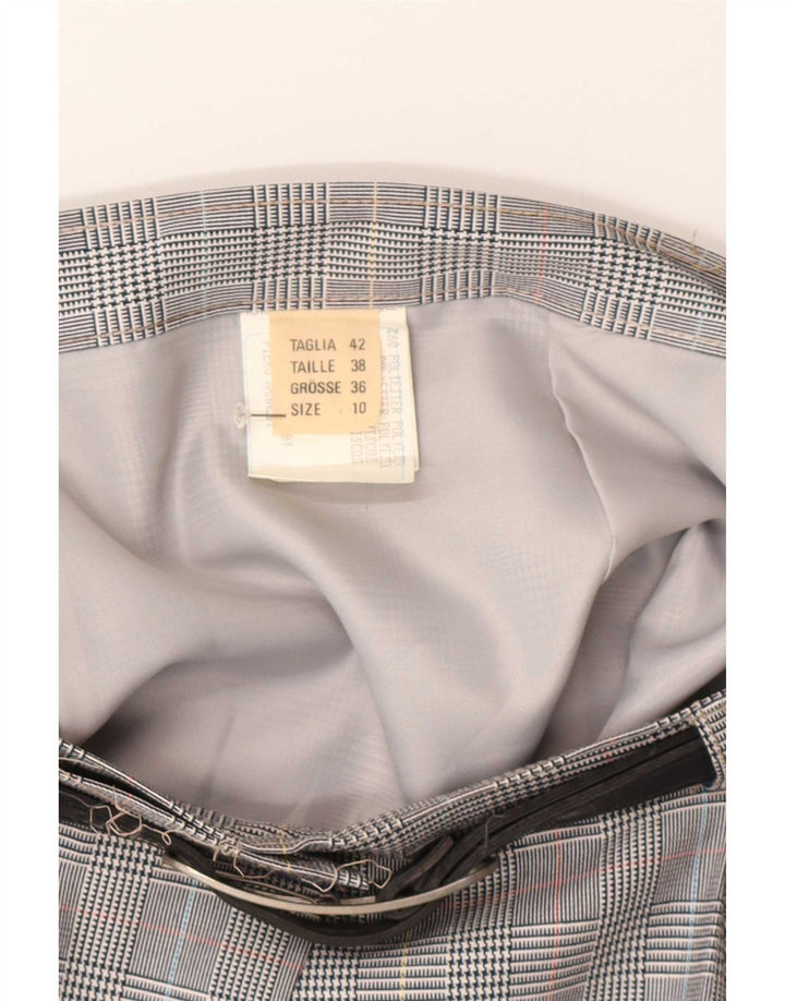 Vintage mujer abrigo falda Reino Unido 10 pequeño W27 gris Houndstooth poliéster