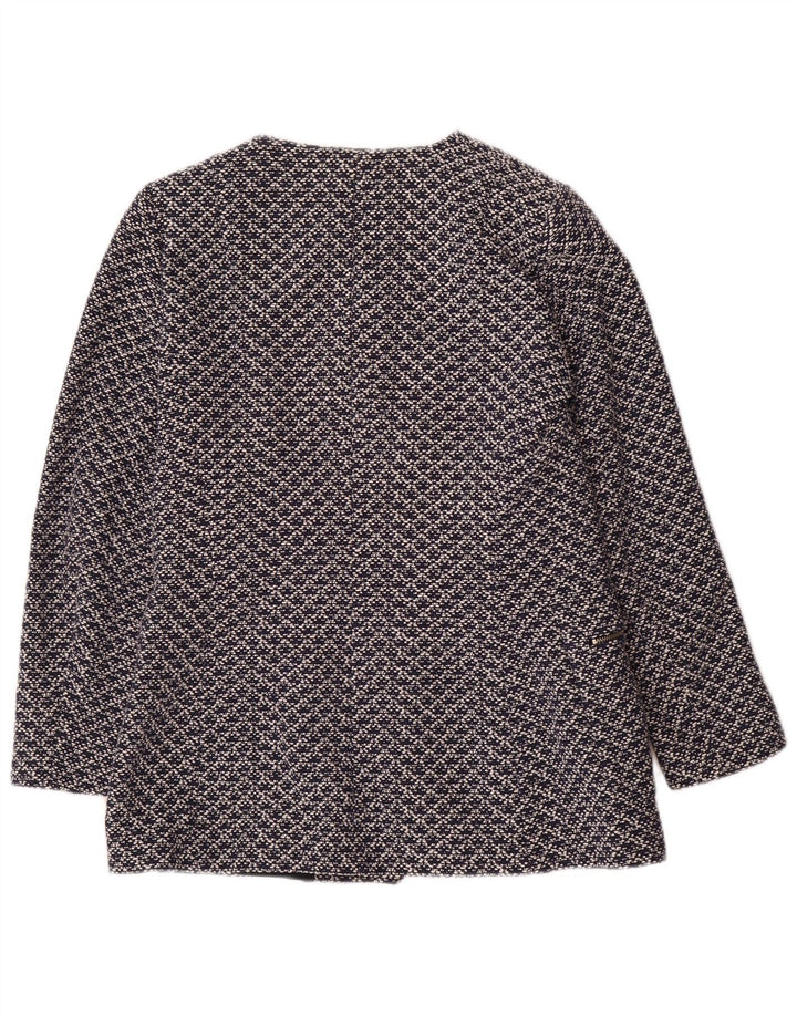 Zara Chaqueta Blazer con Estampado Abstracto para Mujer UK 40 Grande Algodón Azul Marino