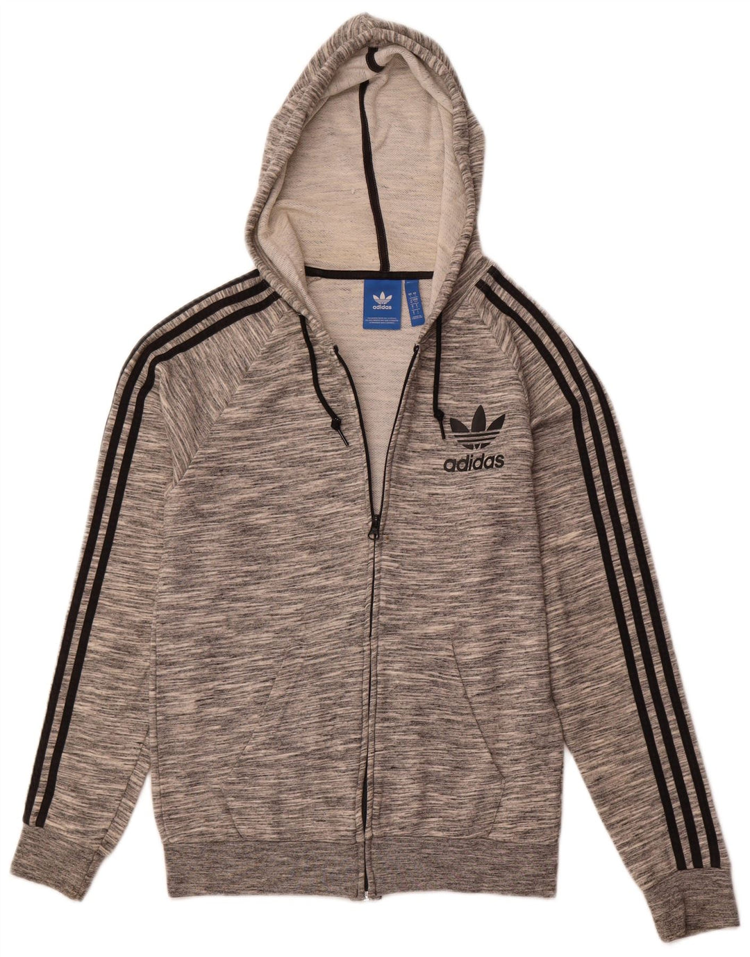 ADIDAS Suéter con capucha y cremallera para hombre Pequeño Algodón moteado gris