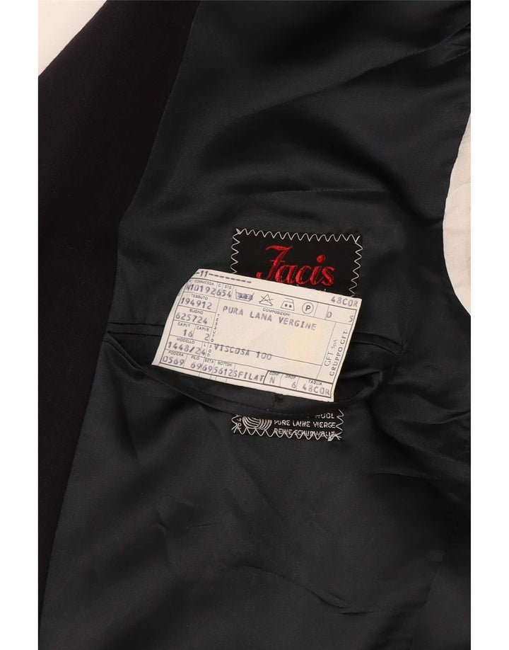 Facis Chaqueta Blazer De Doble Botonadura Para Hombre IT 48 Mediana Lana Virgen Azul Marino