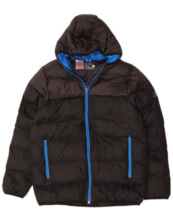Adidas Chaqueta acolchada con capucha para niños 13-14 años Negro Poliéster color block