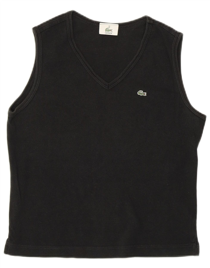 Lacoste Mujer Crop Chaleco Top Talla 42 Grande Negro