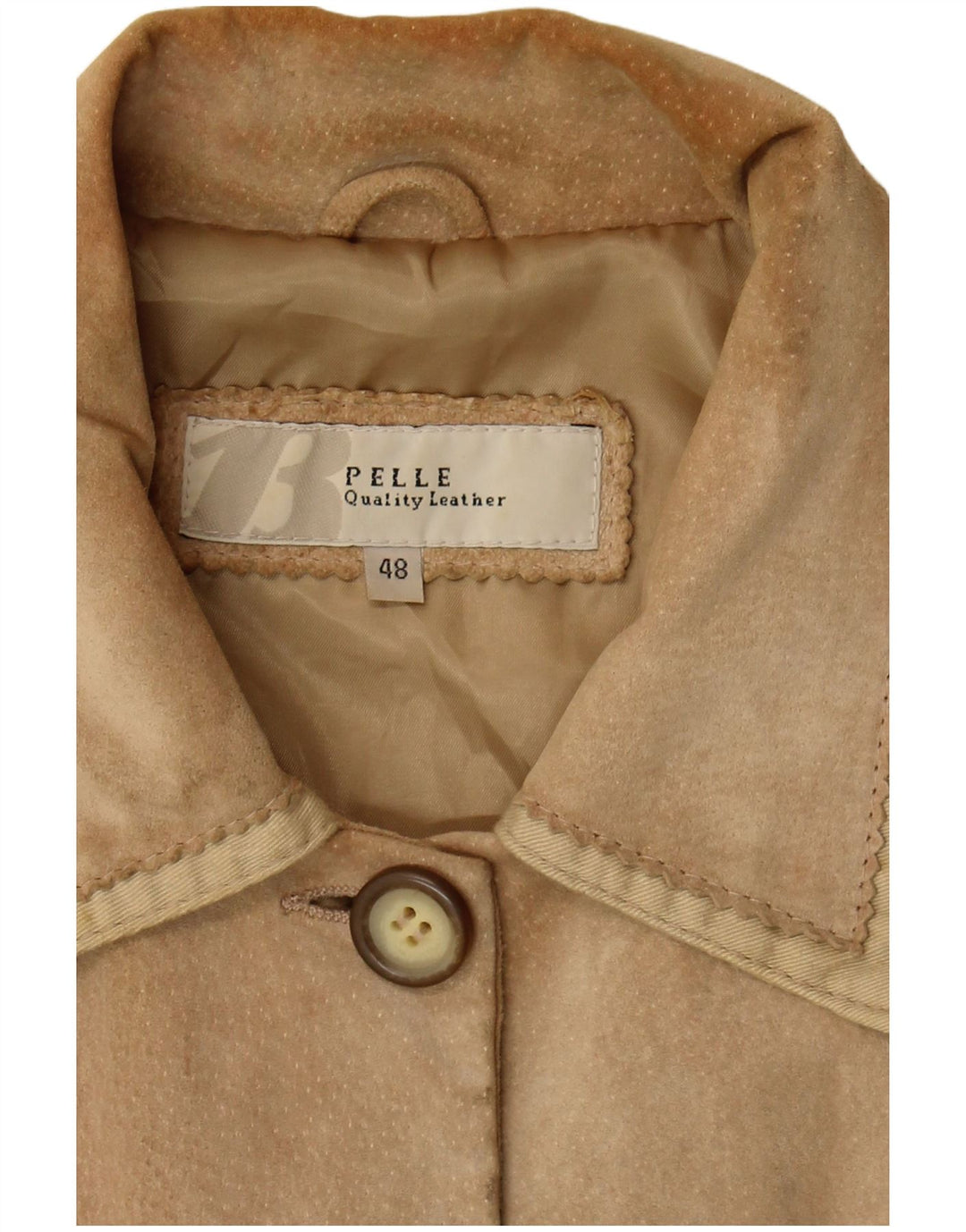 Chaqueta de ante vintage para mujer IT 48 XL Cuero beige