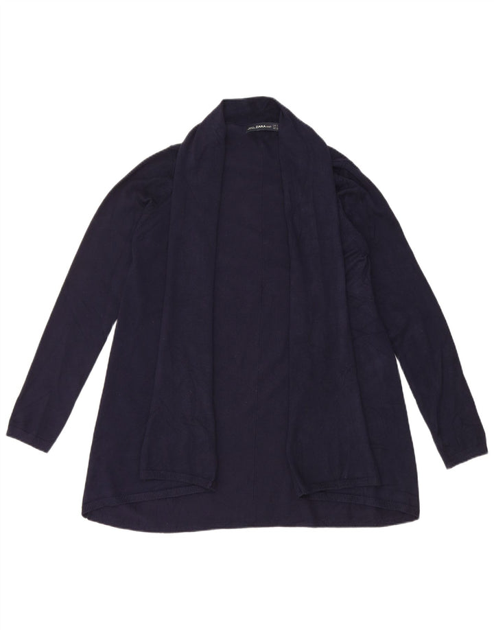Zara Mujer Cárdigan Abierto Suéter UK 44 Grande Azul Marino