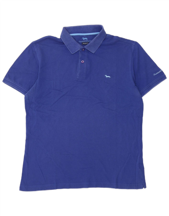 Harmont & Blaine Polo de ajuste regular para hombre, talla grande, azul