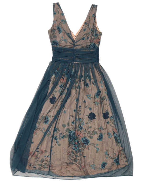 Coast Vestido Imperio Sin Mangas para Mujer UK 40 Small Azul Floral Poliamida