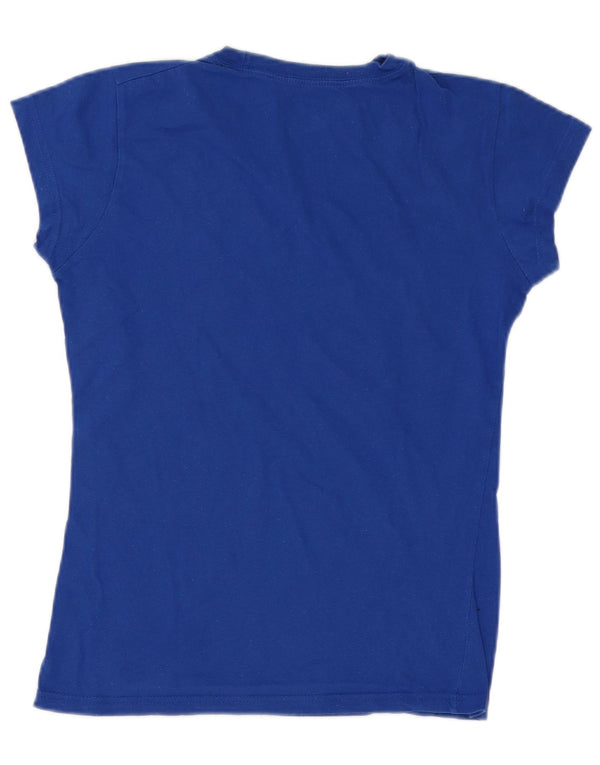 Hard Rock Cafe Mujer London Graphic Camiseta Top UK 12 Algodón Azul Medio