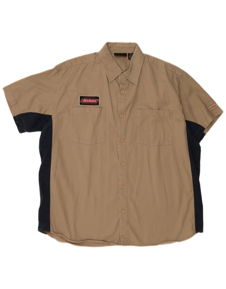 DICKIES Camisa de manga corta para hombre 2XL Algodón color block beige