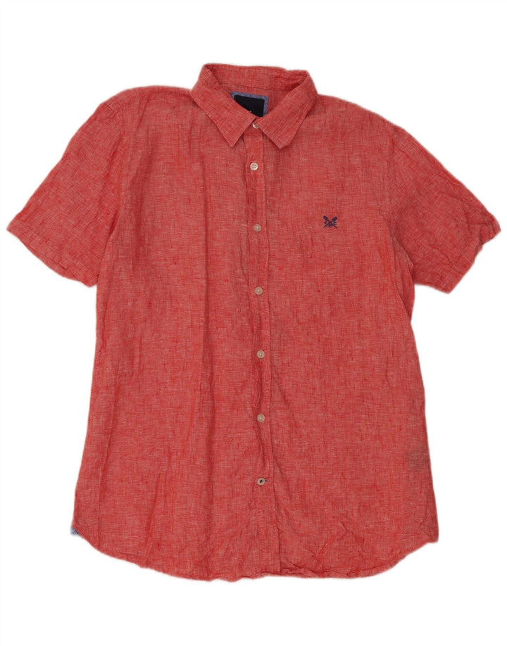 Crew Clothing Camisa de manga corta para hombre Lino rojo mediano