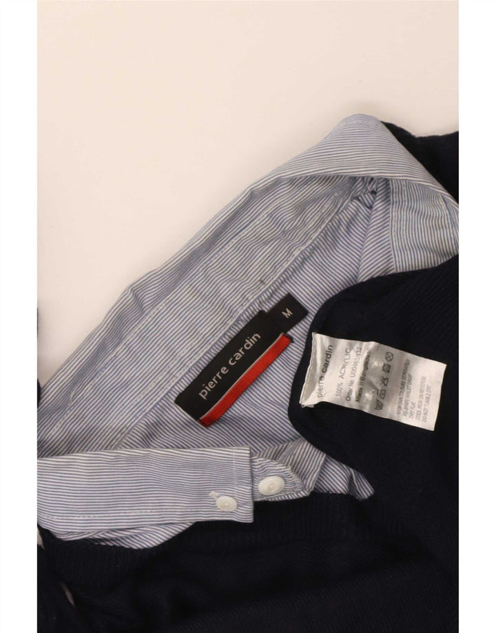 Pierre Cardin Suéter con cuello en V para hombre Acrílico azul marino mediano