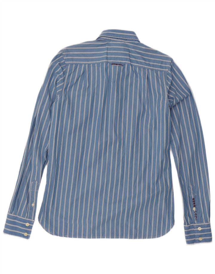 SUPERDRY Hombre Camisa Grande Azul Rayas Algodón