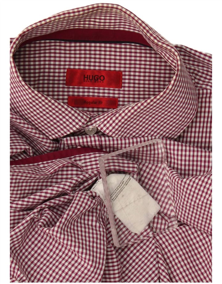 Camisas HUGO BOSS Hombre | Camisa de corte regular de algodón a cuadros en color burdeos medio