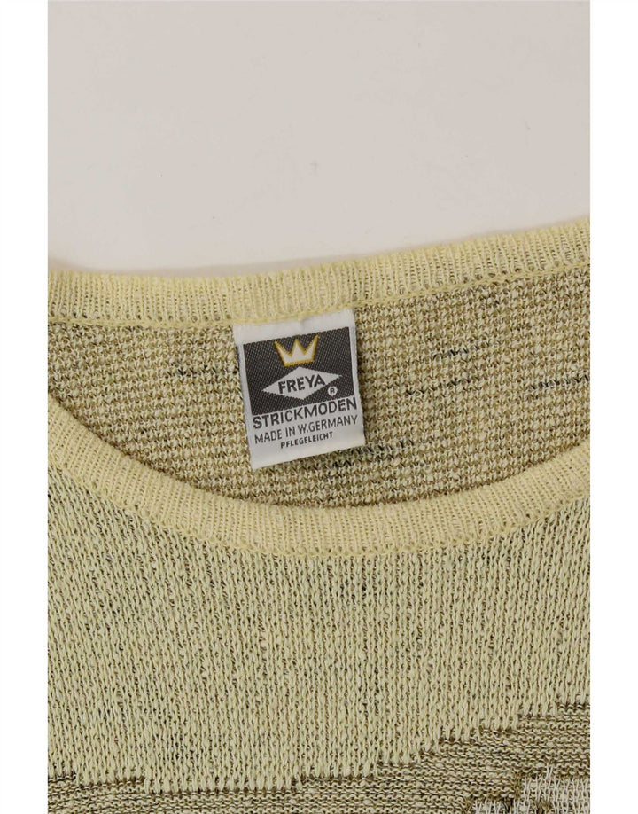 Freya suéter gráfico con cuello barco para mujer, talla 44, color amarillo medio