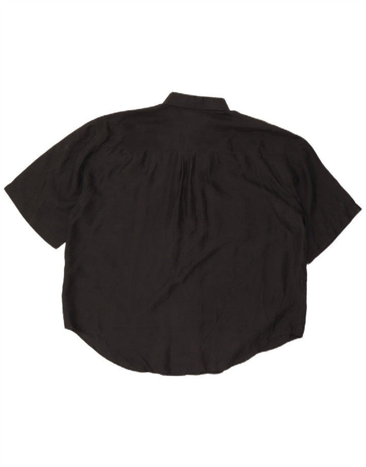 Miss Joy Camisa extragrande de manga corta para mujer IT 46 Large Seda negra