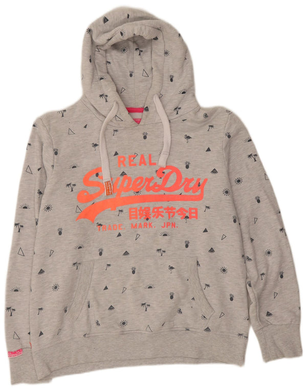 Superdry Womens Graphic Hoodie Jumper UK 18 XL Grey Cotton