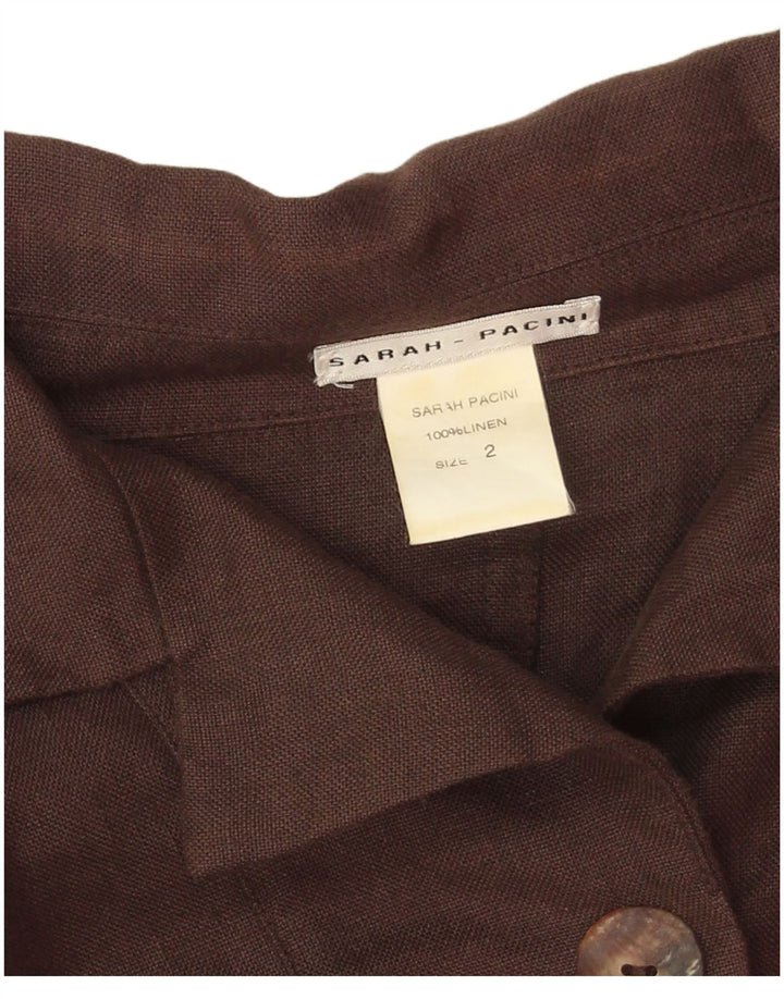 Sarah Pacini Chaqueta bomber de gran tamaño para mujer US 2 XS Marrón Lino