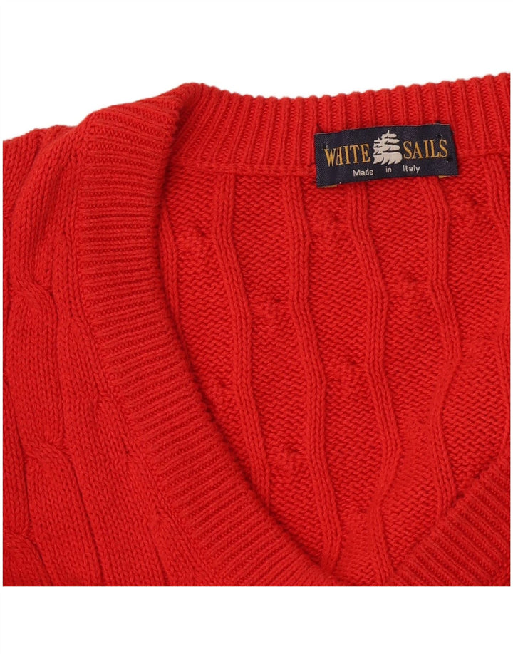 White Sails - Jersey con cuello en V para hombre, talla grande, color naranja