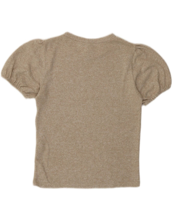 Zara Camiseta Mujer Top UK 40 Viscosa Moteada Beige Mediana