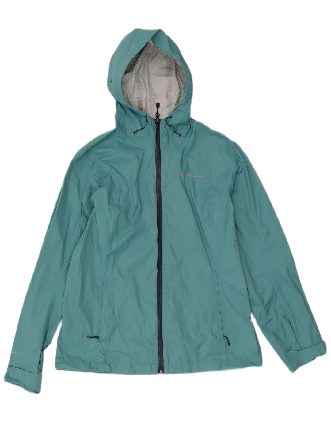 Eddie Bauer Chaqueta impermeable con capucha para mujer UK 44 Medium Blue Nylon