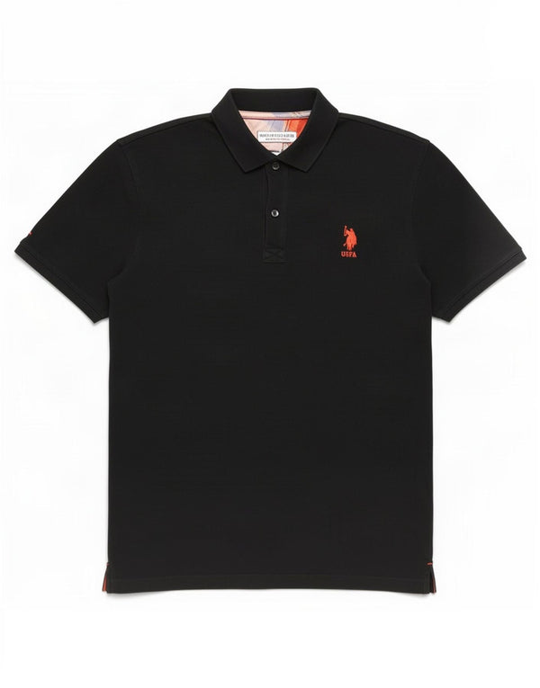 Asociación de Polo de EE. UU. Camisa Slim Hombre Algodón Negro Mediano