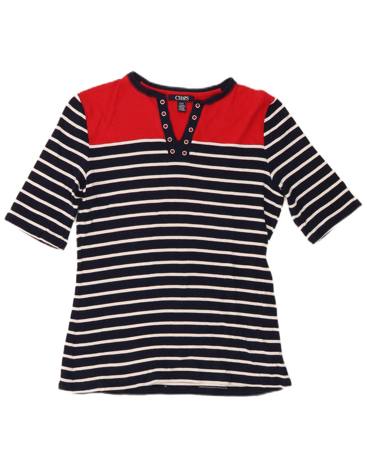 Chaps Camiseta para mujer Top UK 12 Medium Azul marino Rayas Algodón