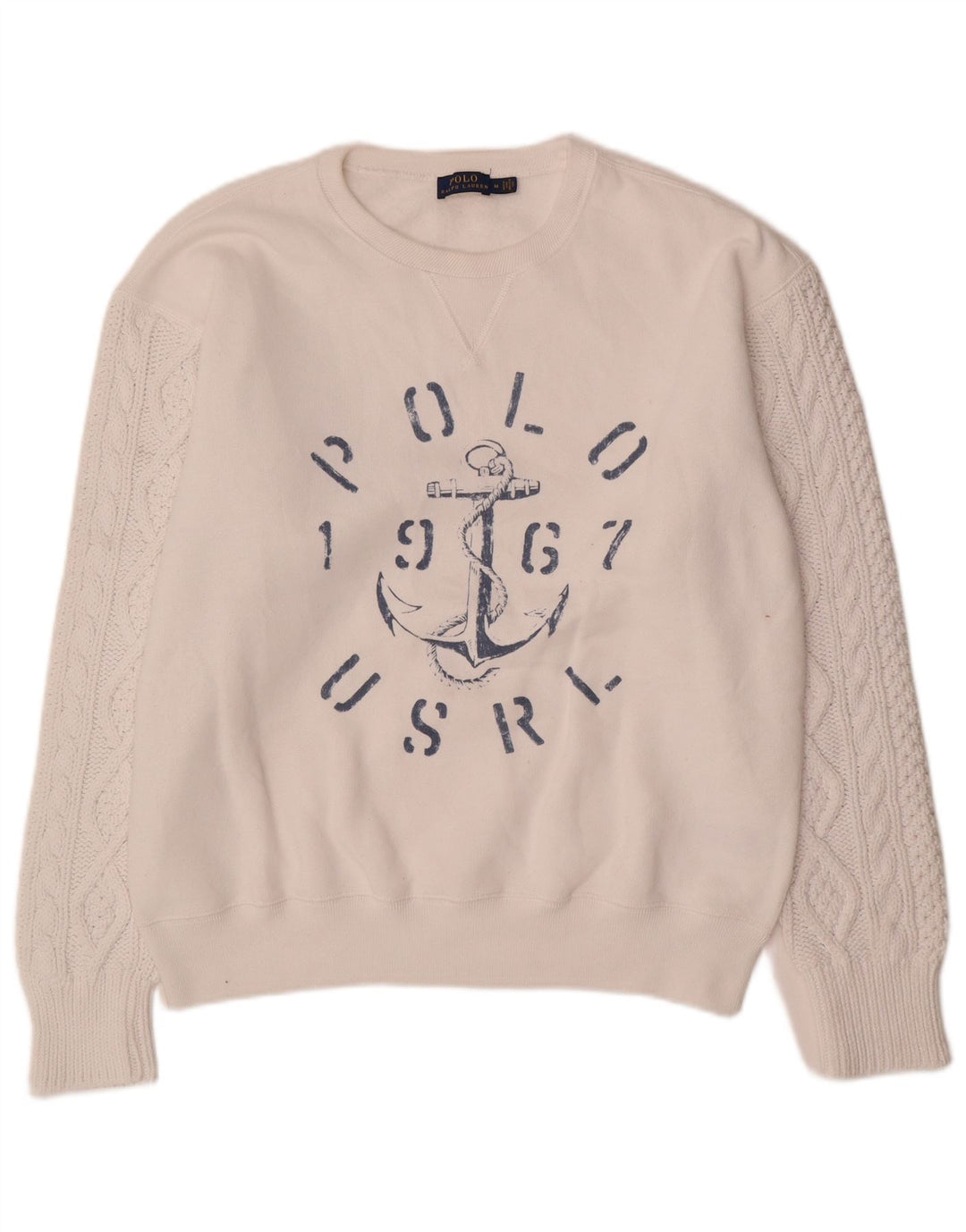 Polo Ralph Lauren - Sudadera con gráfico para hombre, jersey de algodón blanco mediano