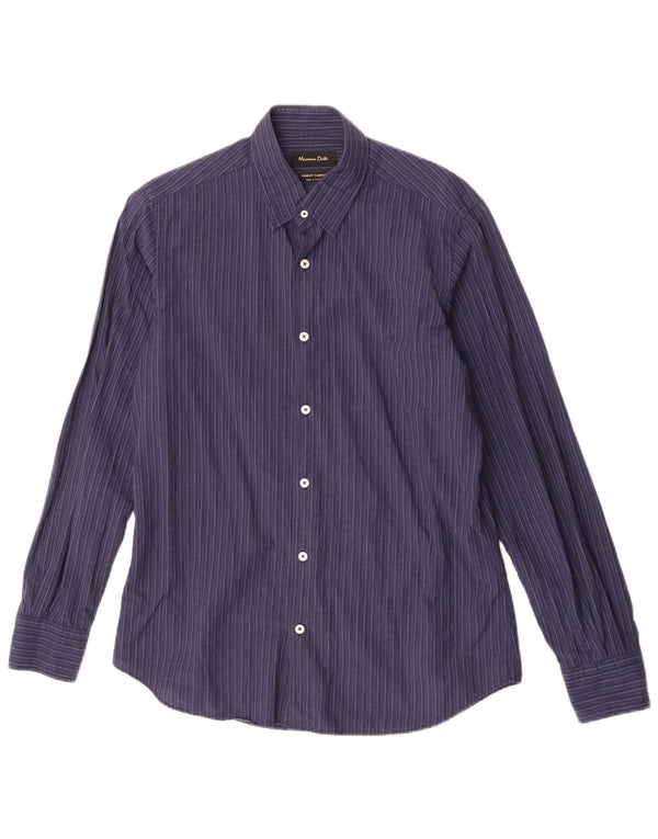 Camisa Massimo Dutti Hombre Mediana Azul Marino Raya diplomática Algodón