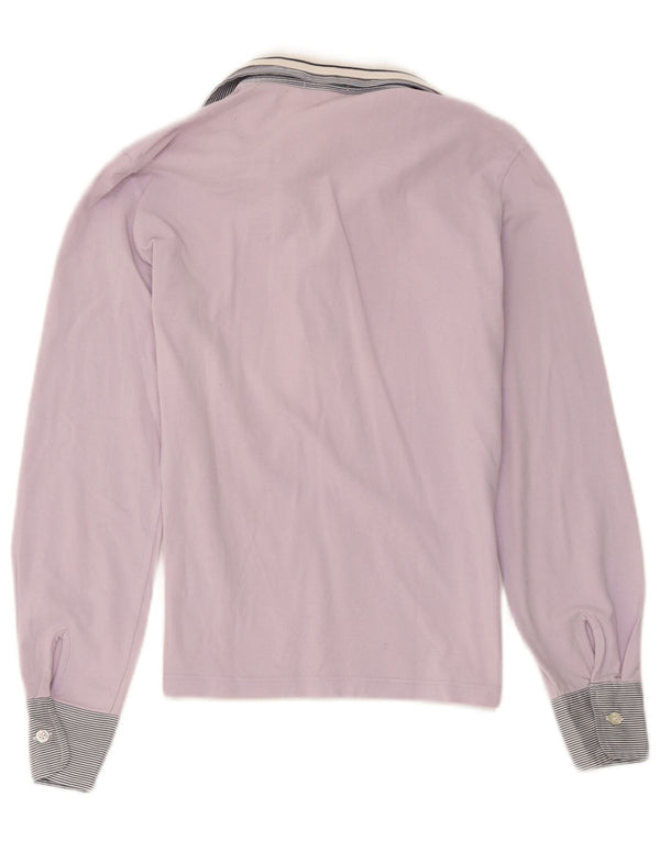Fred Perry Polo De Rugby Para Mujer UK 40 Medium Púrpura Colorblock
