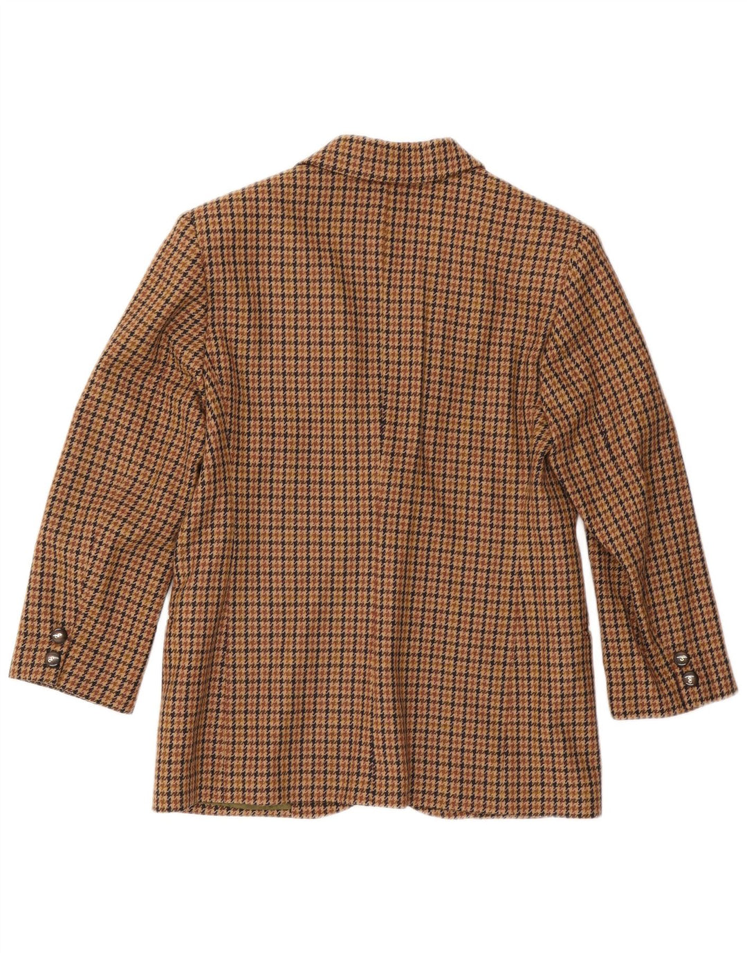 Vintage mujer 2 botones Blazer chaqueta IT 44 lana de pata de gallo marrón medio