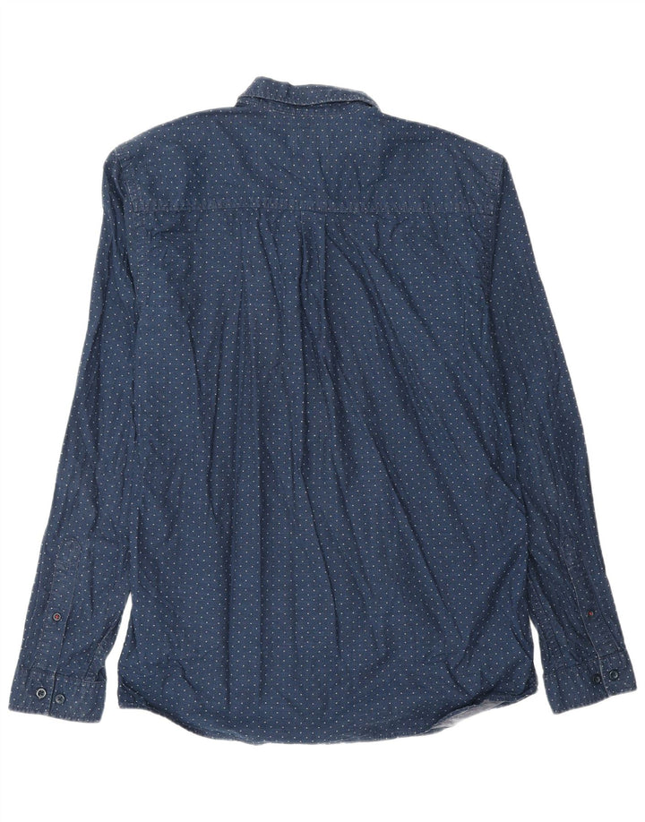 JACK & JONES Camisa de hombre grande de algodón con lunares azul marino