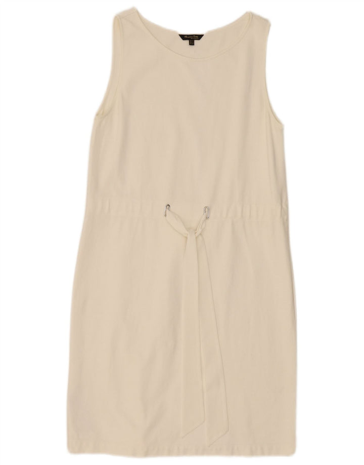 Massimo Dutti Vestido recto sin mangas para mujer UK 42 Medio Blanco Poliéster