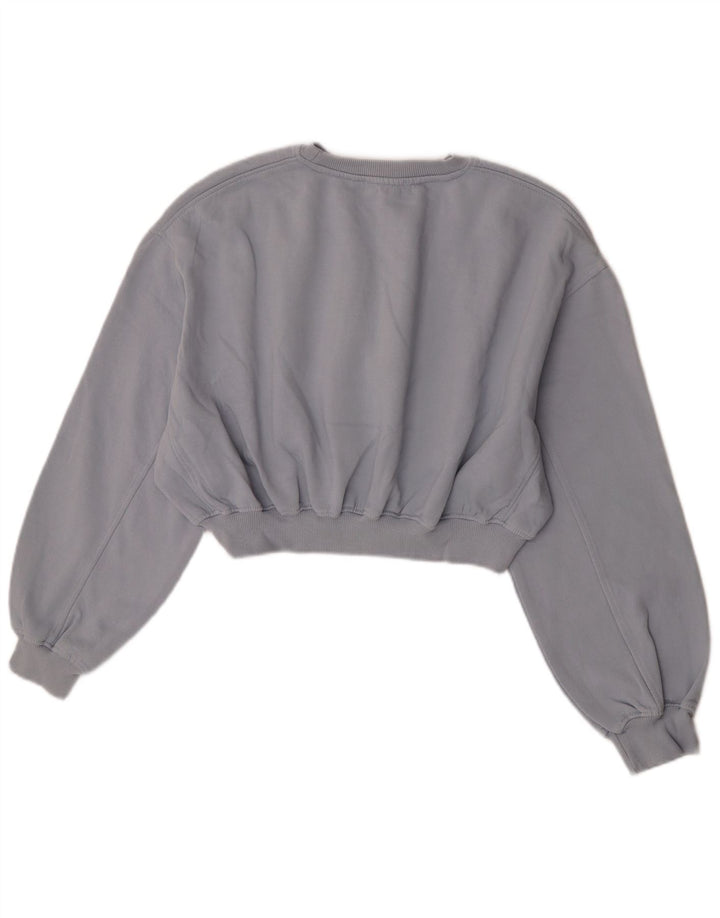 Zara Mujer Crop Sudadera Jumper UK 44 Algodón Gris Medio