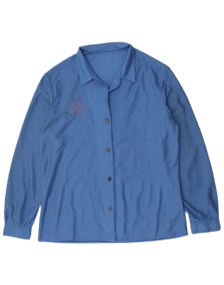 Vintage mujer camisa Reino Unido 14 medio azul rayas