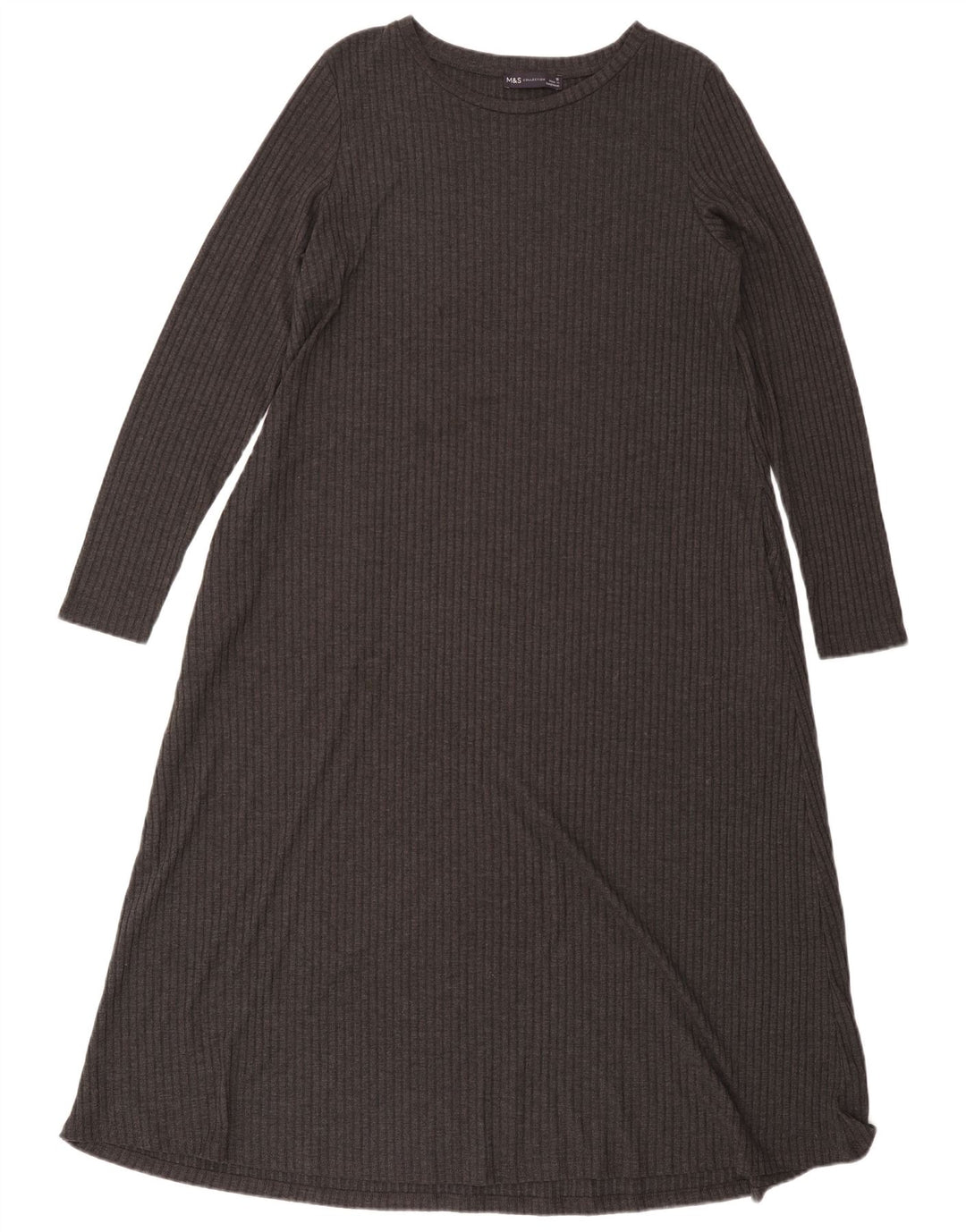 Marks & Spencer Vestido largo de manga larga para mujer UK 46 Poliéster gris grande