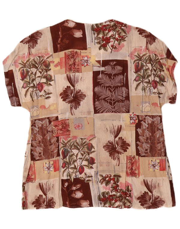 Vintage mujer camisa de manga corta blusa Reino Unido 16 grande multicolor floral