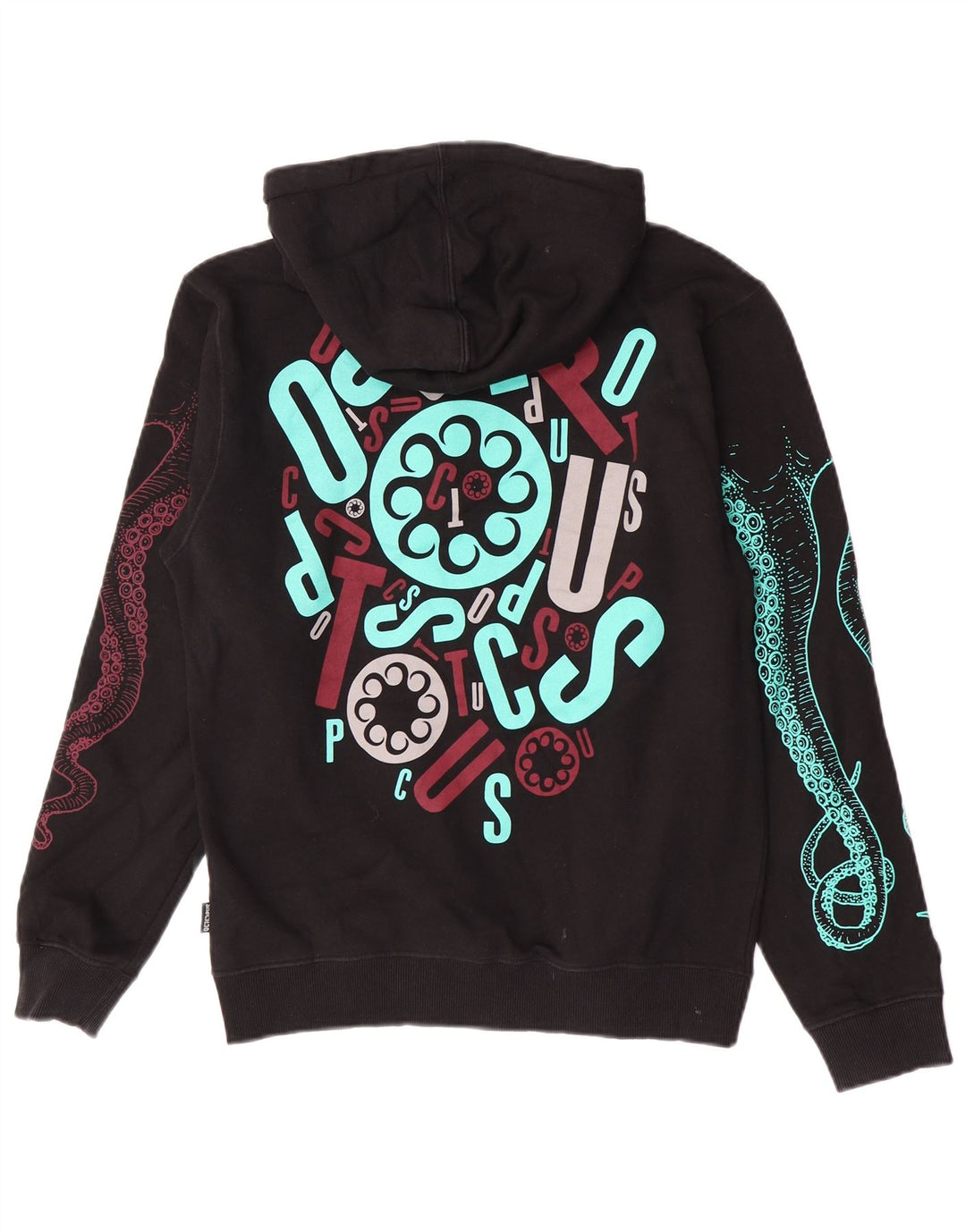 Octopus - Sudadera con capucha para hombre, diseño gráfico, talla pequeña, algodón negro