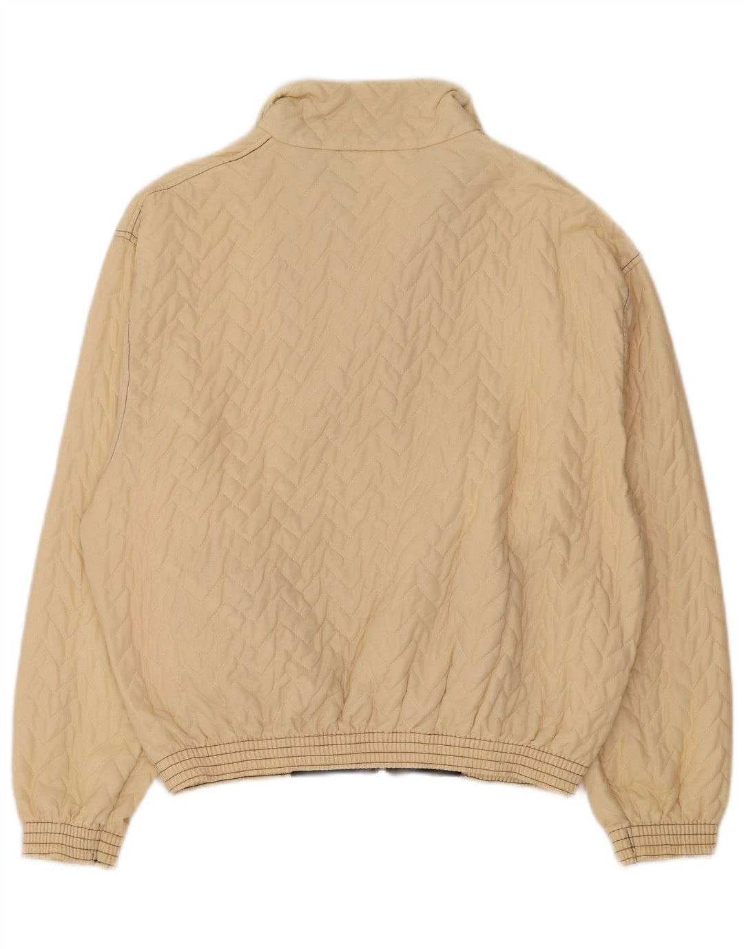VINTAGE Chaqueta bomber para mujer Reino Unido 16 Poliéster beige grande
