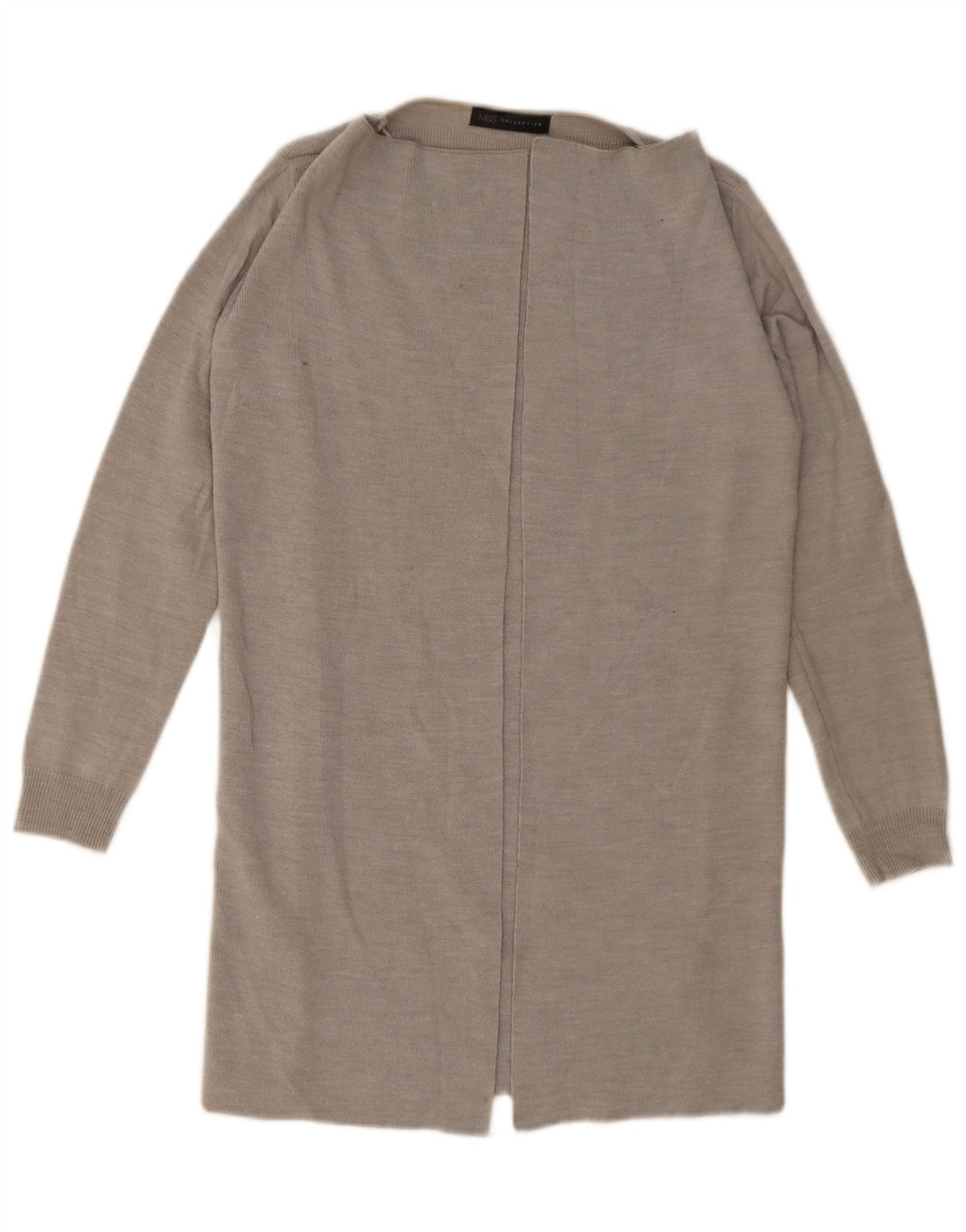 Marks & Spencer Suéter Cárdigan Abierto Largo para Mujer UK 10 Small Grey