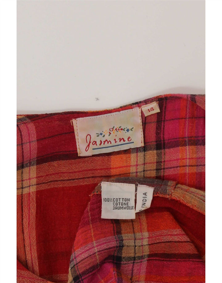 Vintage mujer A-Line vestido Reino Unido 14 medio multicolor patchwork algodón