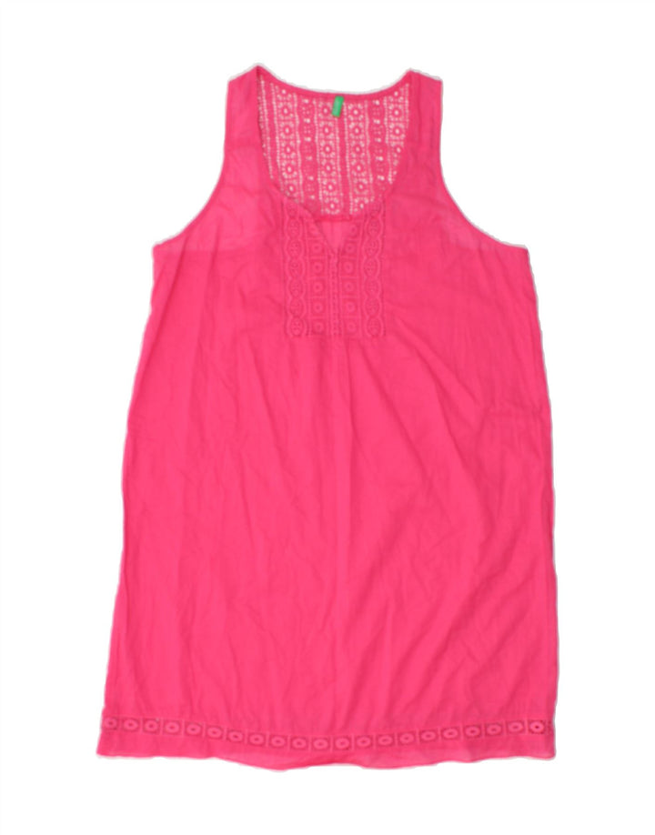 BENETTON Womens Sleeveless Tunic Dress UK 14 Medium Pink Vintage Benetton and Second-Hand Benetton from Messina Hembry 