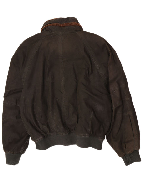 Belfe & Mens Chaqueta bomber de cuero con capucha IT 48 Caqui mediano