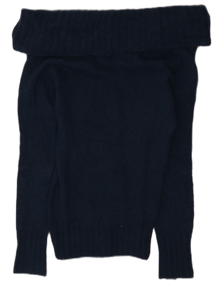 Massimo Dutti Jersey con cuello vuelto para mujer UK 10 Small Lana azul marino